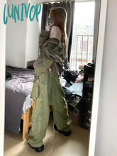 Lunivop Y2K Woman Solid Color Trousers Straight Leg Cargo Low Waist Pants Multiple Pockets New
